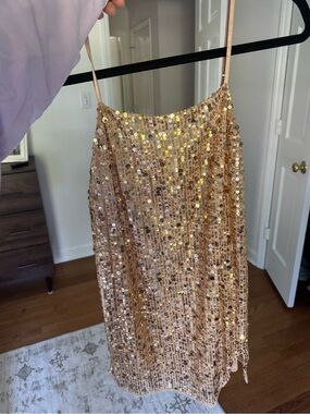 Free People Gold Sequin Mini Dress